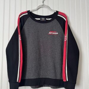 Harley- Davidson Vintage Sweatshirt Logo Red & White Stripes Size XL